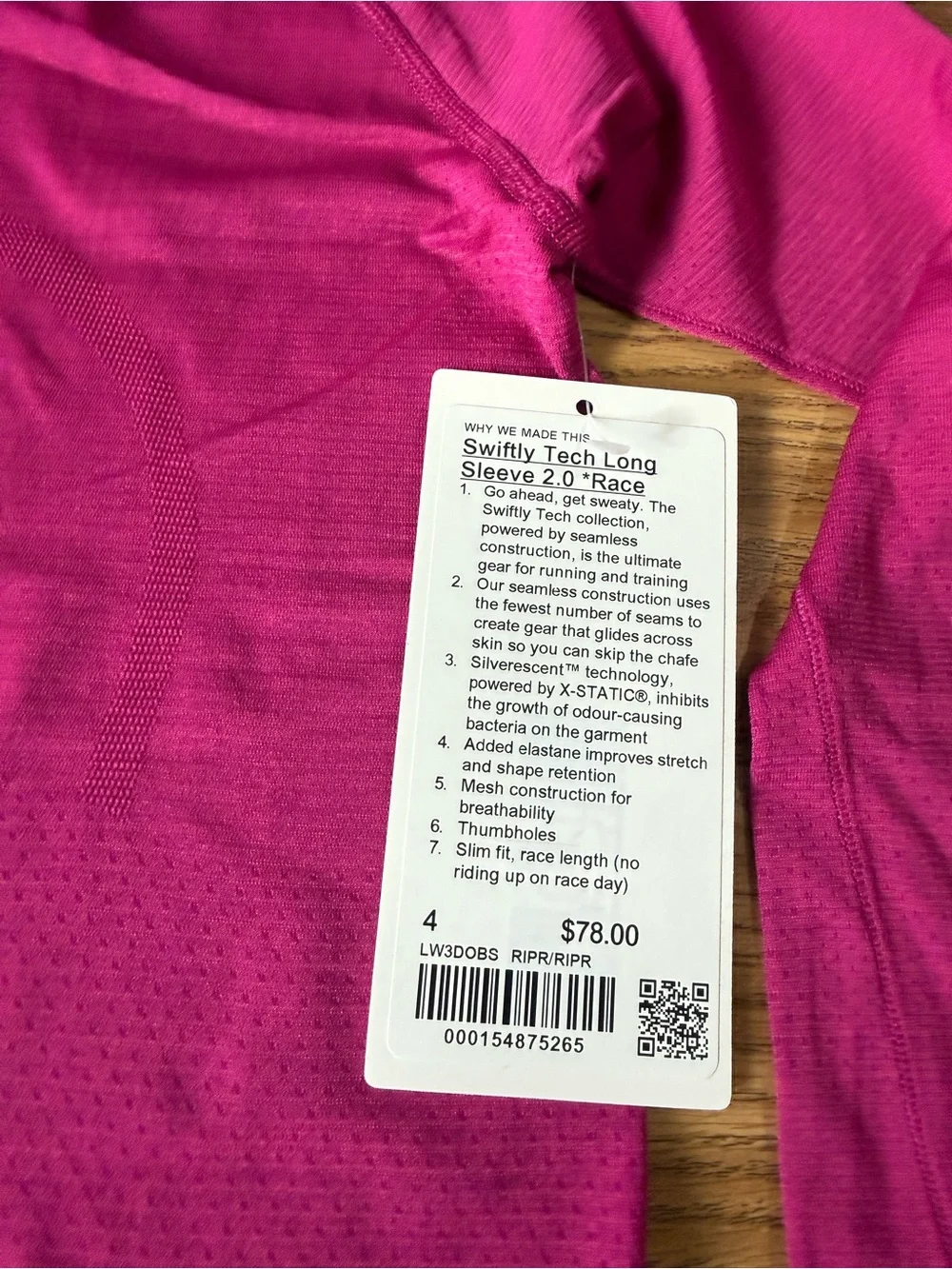 lululemon Swiftly Long Sleeve 2.0 ripened raspberry